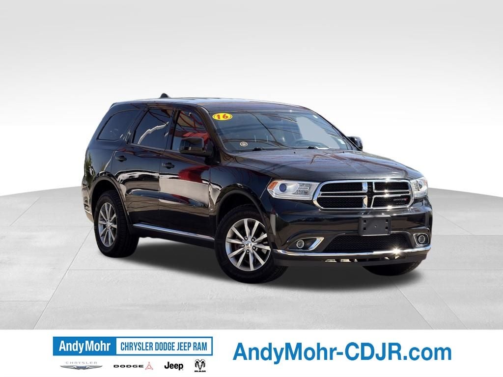 2016 Dodge Durango SXT in Brilliant Black Crystal Pearlcoat — front three-quarter view