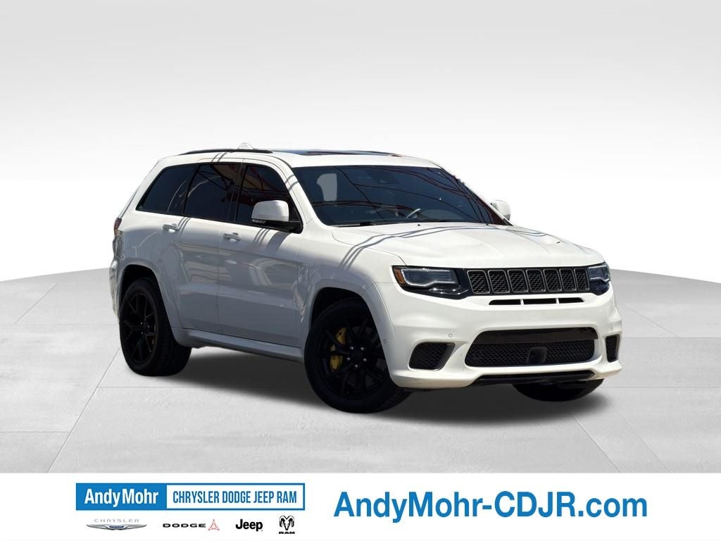 2018 Jeep Grand Cherokee Trackhawk in Ivory — front three-quarter view
