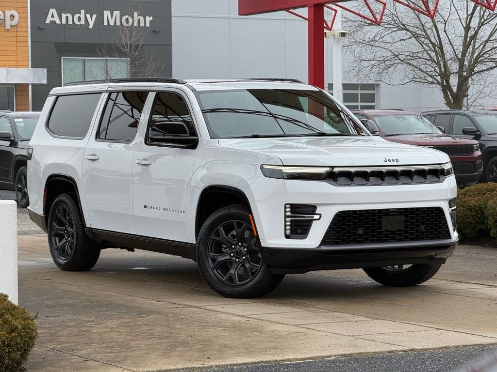 2026 Jeep Grand Wagoneer Limited Altitude in Bright White Clear-Coat Exterior Paint — front three-quarter view