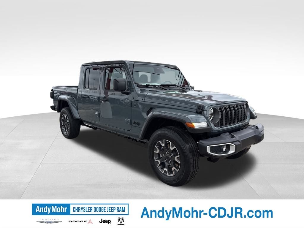 2026 Jeep Gladiator Sahara in Anvil Clear-Coat Exterior Paint — front three-quarter view
