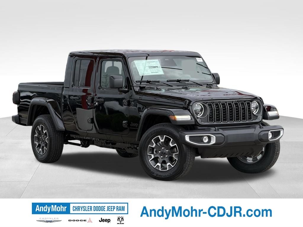 2026 Jeep Gladiator Sahara in Black Clear-Coat Exterior Paint — front three-quarter view