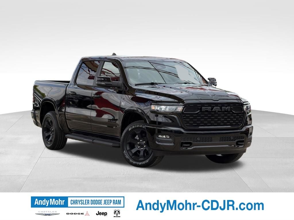 2026 RAM Ram 1500 Big Horn/Lone Star in Diamond Black Crystal Pearl-Coat Exterior Paint — front three-quarter view