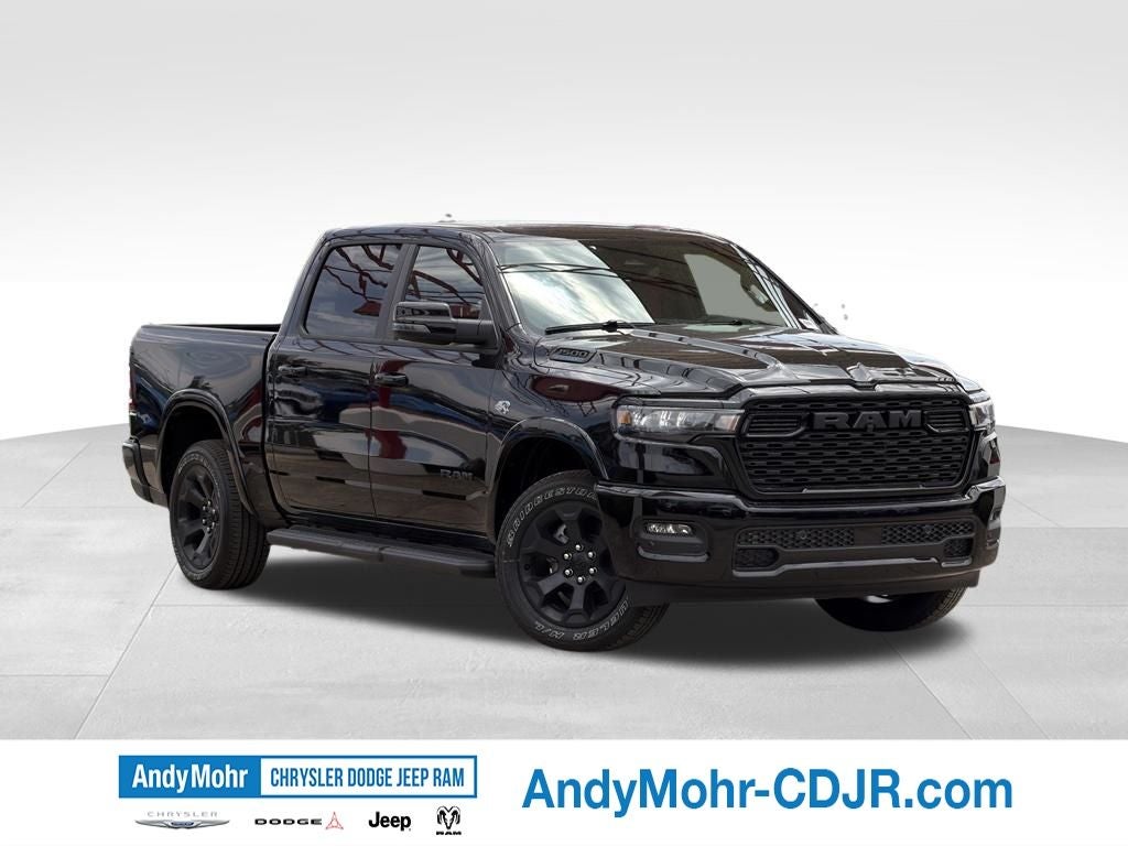 2026 RAM Ram 1500 Big Horn/Lone Star in Diamond Black Crystal Pearl-Coat Exterior Paint — front three-quarter view