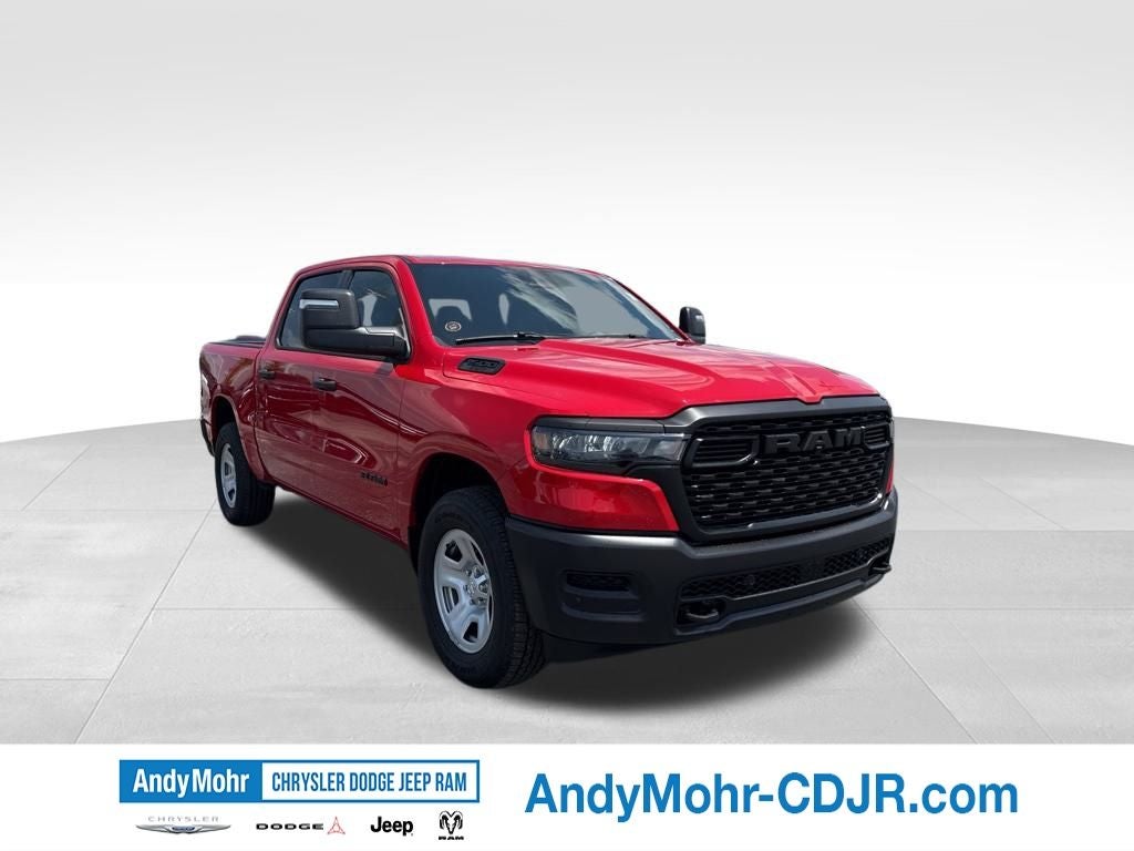 2025 RAM 1500 Tradesman in Flame Red Clearcoat — front three-quarter view