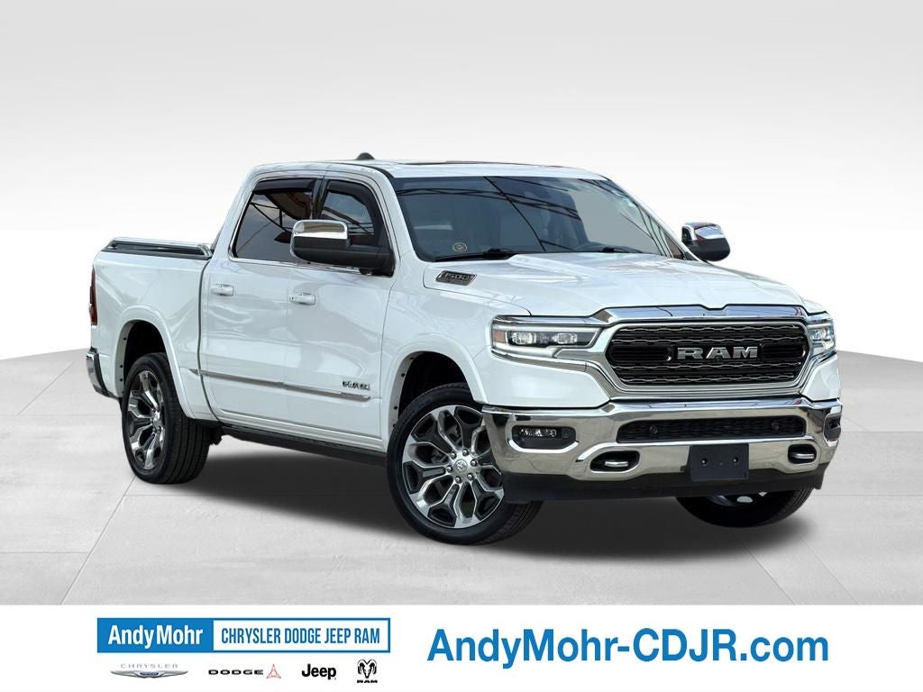 2023 RAM 1500 Limited in Ivory White Tri-Coat Pearlcoat — front three-quarter view