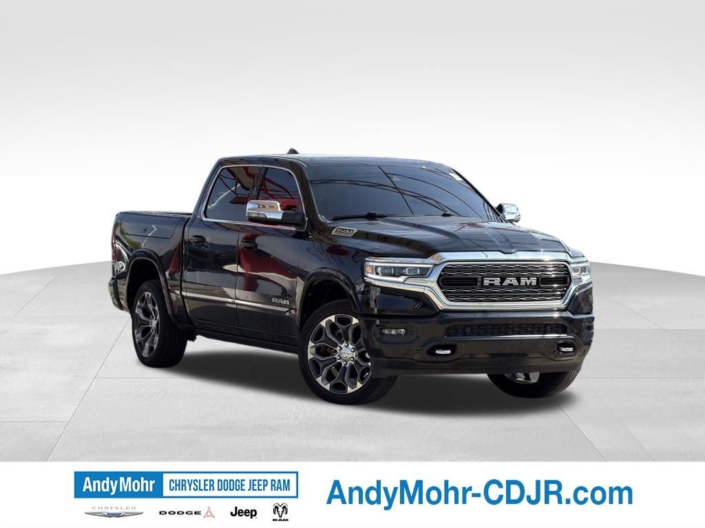 2023 RAM 1500 Limited in Diamond Black Crystal Pearlcoat — front three-quarter view