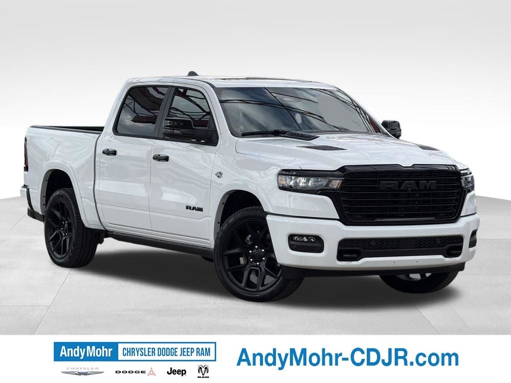 2026 RAM Ram 1500 Laramie in Bright White Clear-Coat Exterior Paint — front three-quarter view