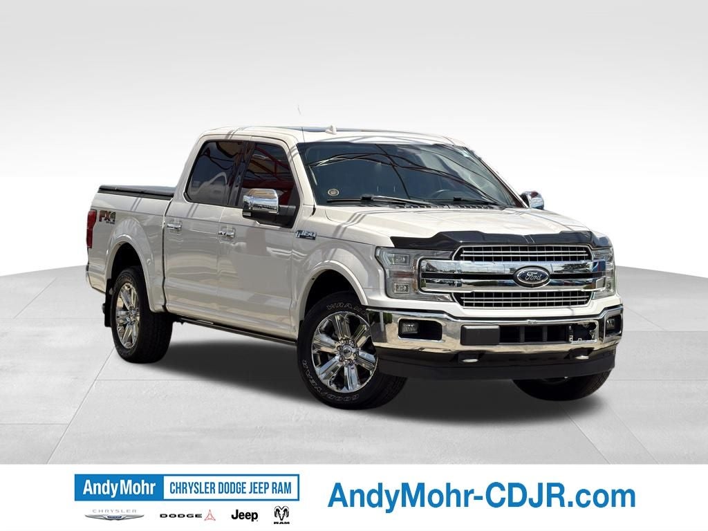 2018 Ford F-150 Lariat in White Platinum — front three-quarter view