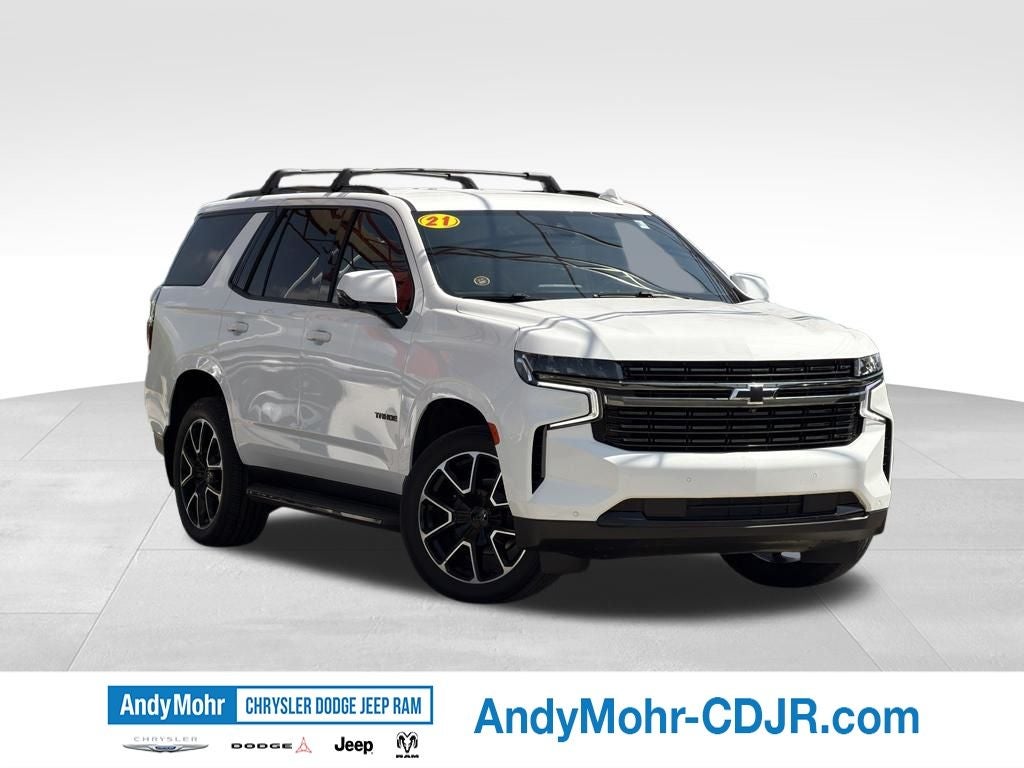 2021 Chevrolet Tahoe RST in Summit White — front three-quarter view