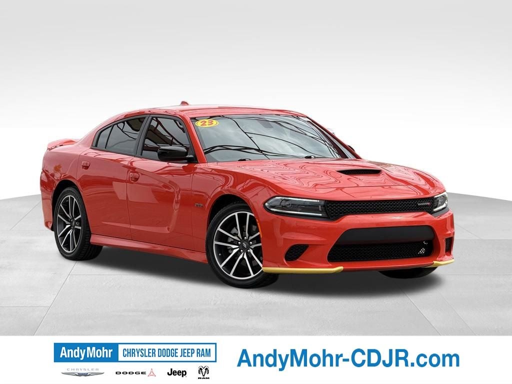 2023 Dodge Charger R/T in Go Mango — front three-quarter view
