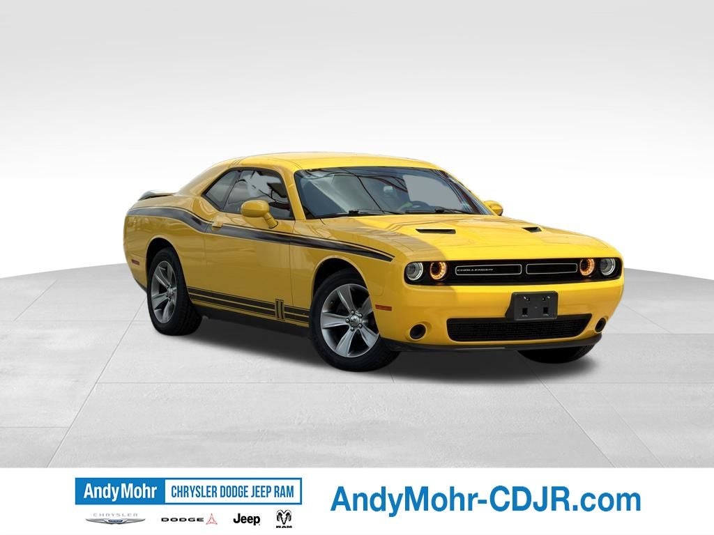 2017 Dodge Challenger SXT in Yellow Jacket Clearcoat — front three-quarter view