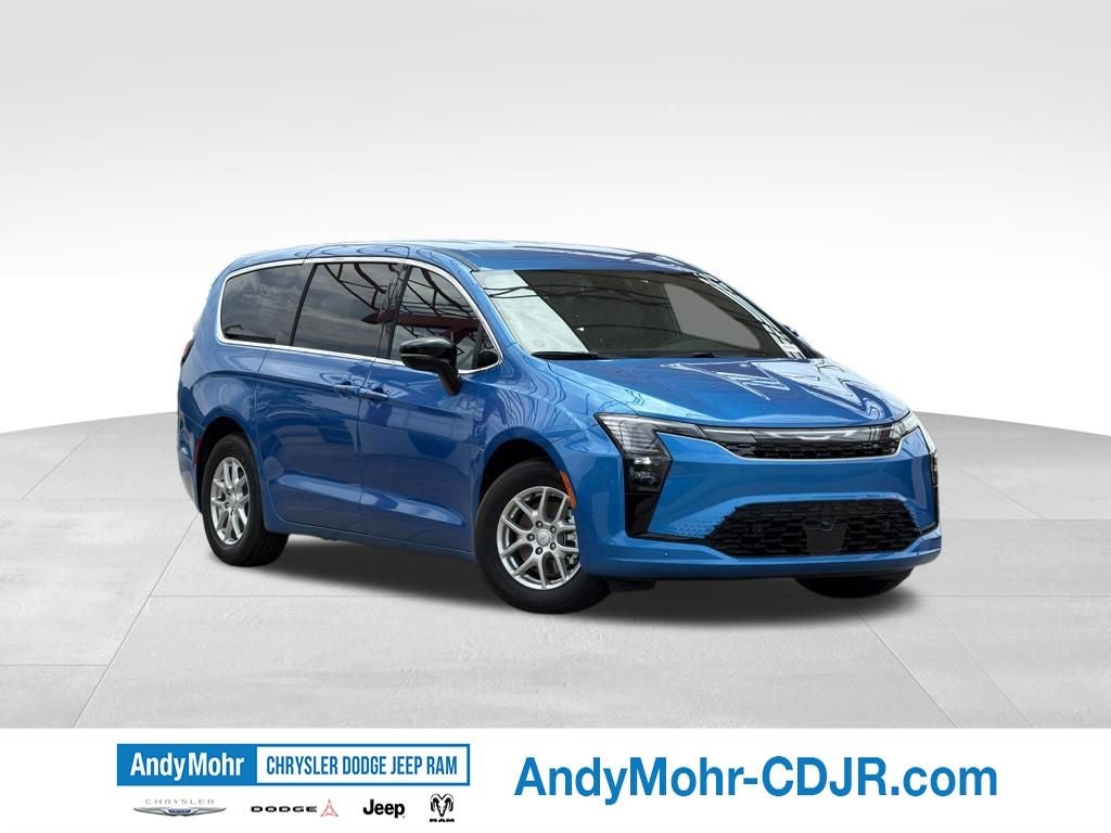 2027 Chrysler Pacifica Select in Hydro Blue Pearl-Coat Exterior Paint — front three-quarter view