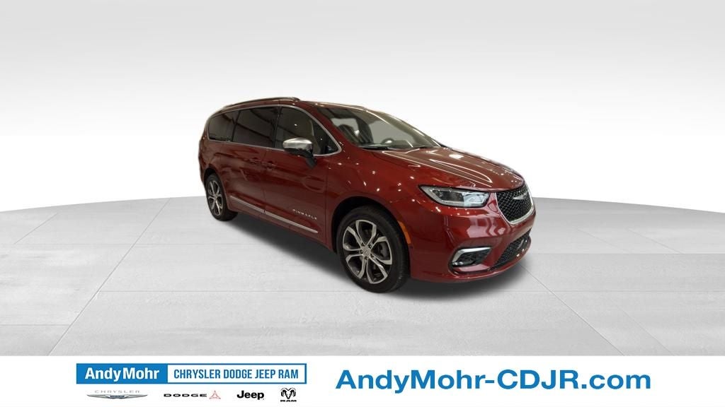 2026 Chrysler Pacifica Pinnacle in Red Hot Pearl-Coat Exterior Paint — front three-quarter view
