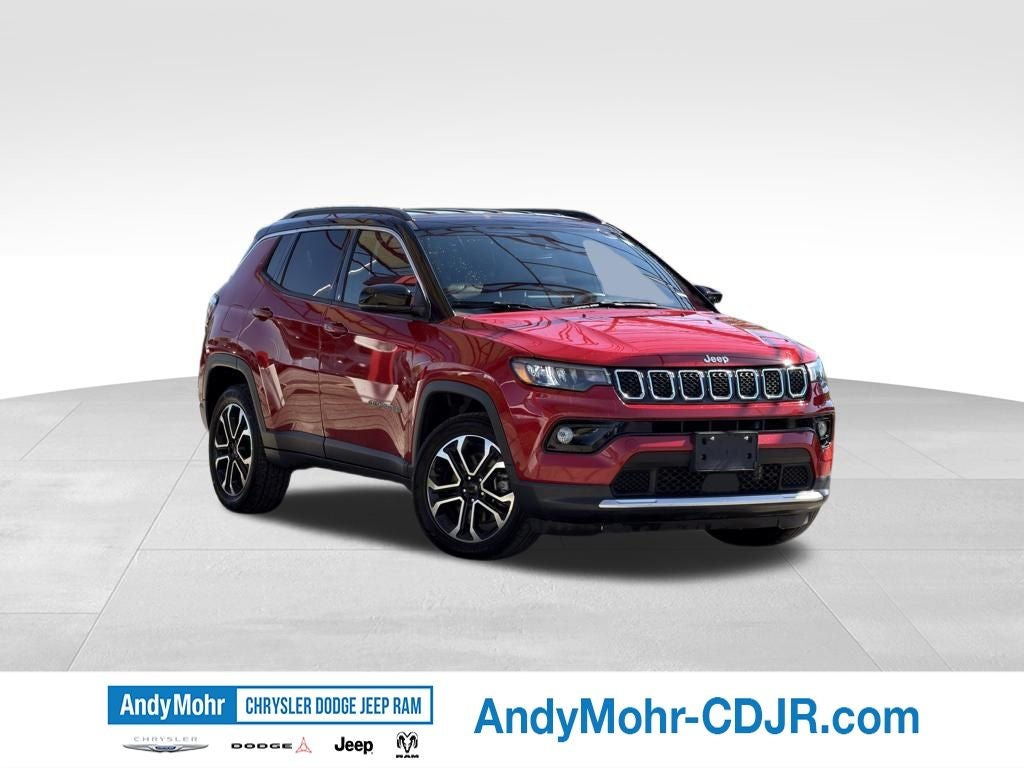 2024 Jeep Compass Limited in Black Clearcoat — front three-quarter view