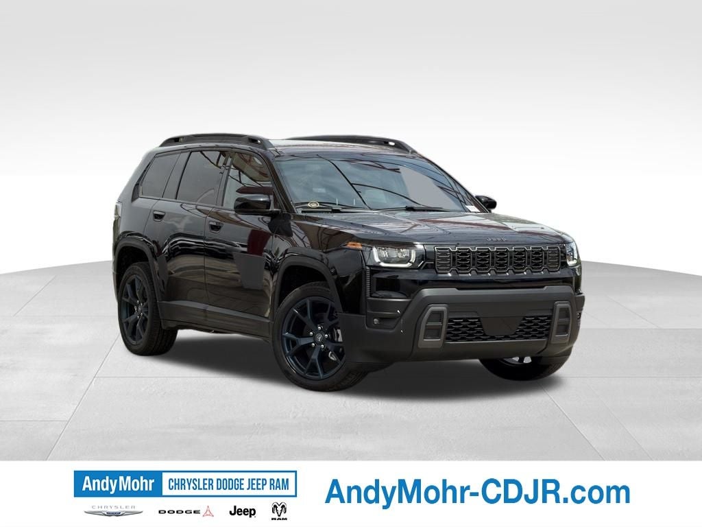 2026 Jeep Cherokee Laredo 85TH Anniversary in Diamond Black Crystal Pearl-Coat Exterior Paint — front three-quarter view