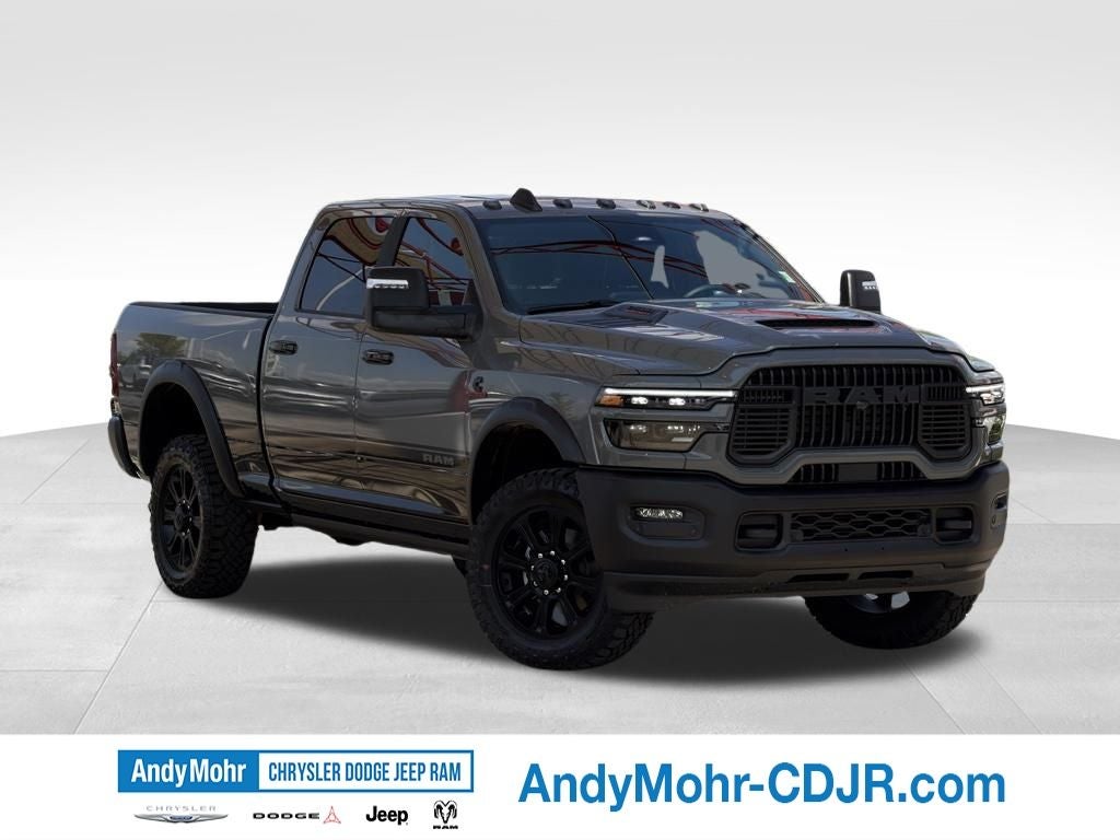 2026 RAM Ram 2500 Rebel in Ceramic Gray Clear-Coat Exterior Paint — front three-quarter view
