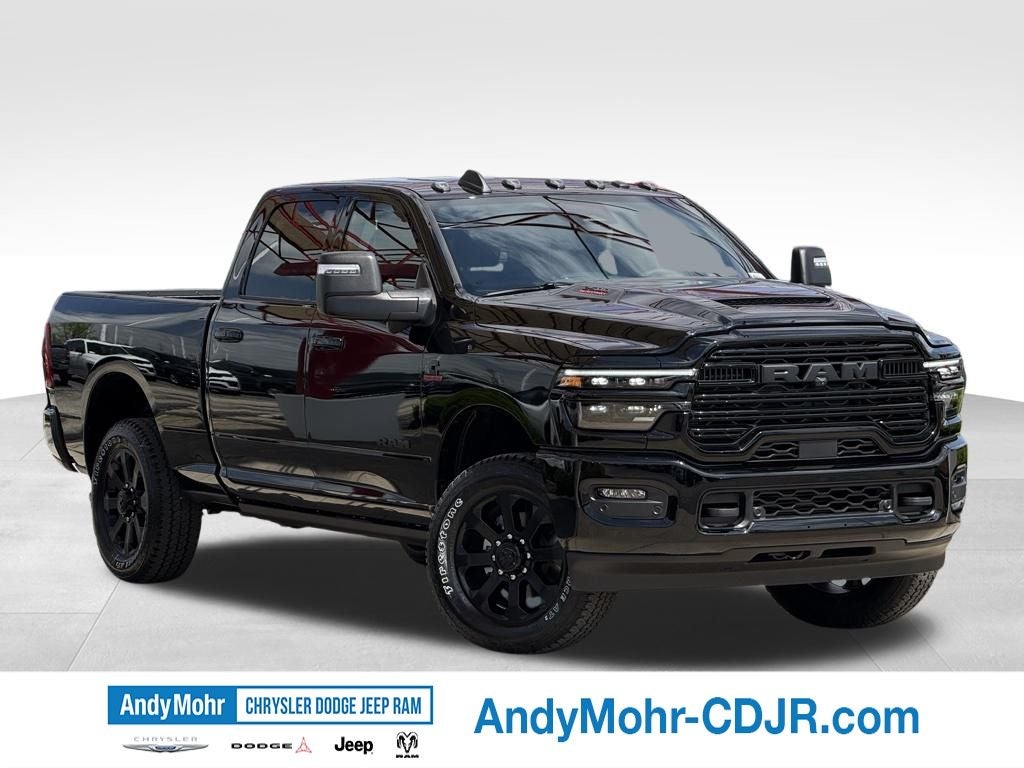 2026 RAM Ram 2500 Laramie in Diamond Black Crystal Pearl-Coat Exterior Paint — front three-quarter view
