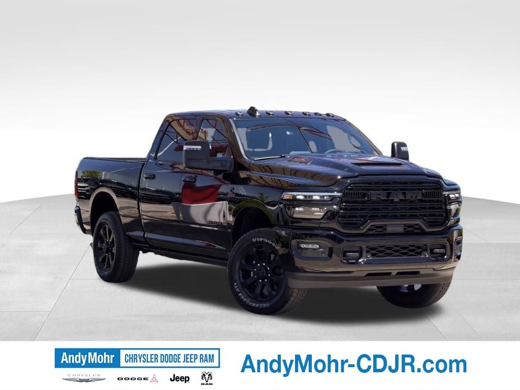 2026 RAM Ram 2500 Laramie in Diamond Black Crystal Pearl-Coat Exterior Paint — front three-quarter view