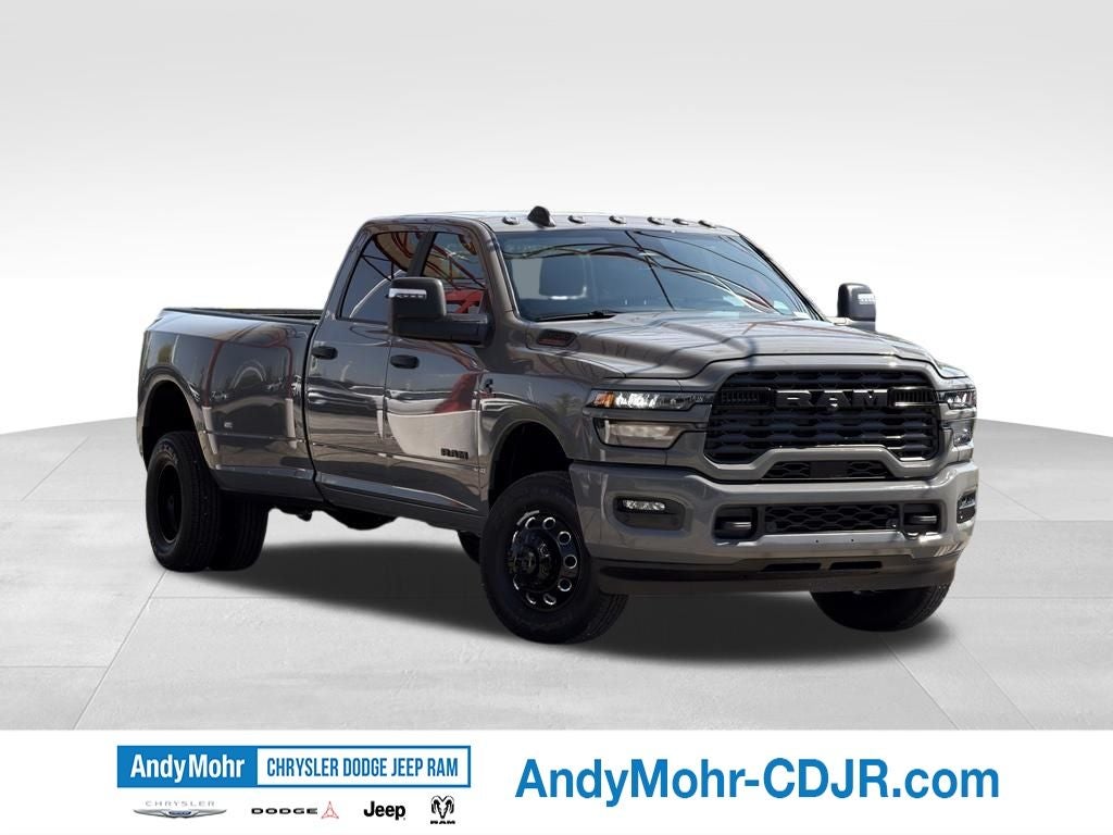 2026 RAM Ram 3500 Big Horn in Ceramic Gray Clear-Coat Exterior Paint — front three-quarter view