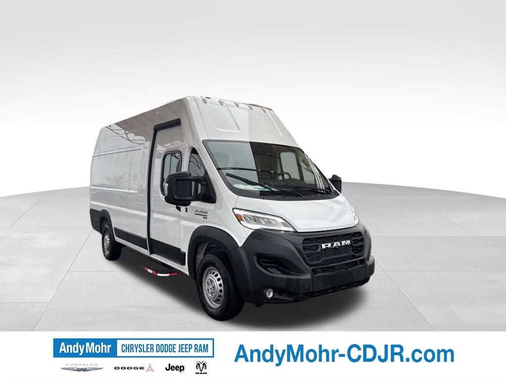 2024 RAM Ram ProMaster EV Super High Roof in Bright White Clear-Coat Exterior Paint — front three-quarter view