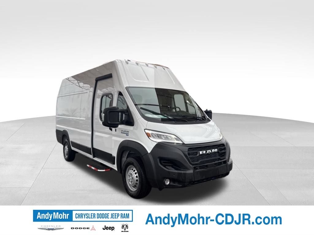 2024 RAM Ram ProMaster EV Super High Roof in Bright White Clear-Coat Exterior Paint — front three-quarter view