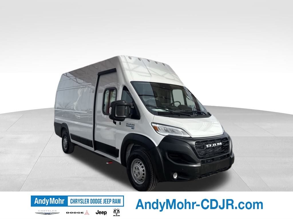 2024 RAM Ram ProMaster EV Super High Roof in Bright White Clear-Coat Exterior Paint — front three-quarter view