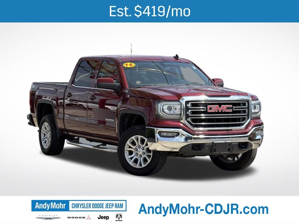 2016 GMC Sierra 1500 SLE in Crimson Red Tintcoat — front three-quarter view