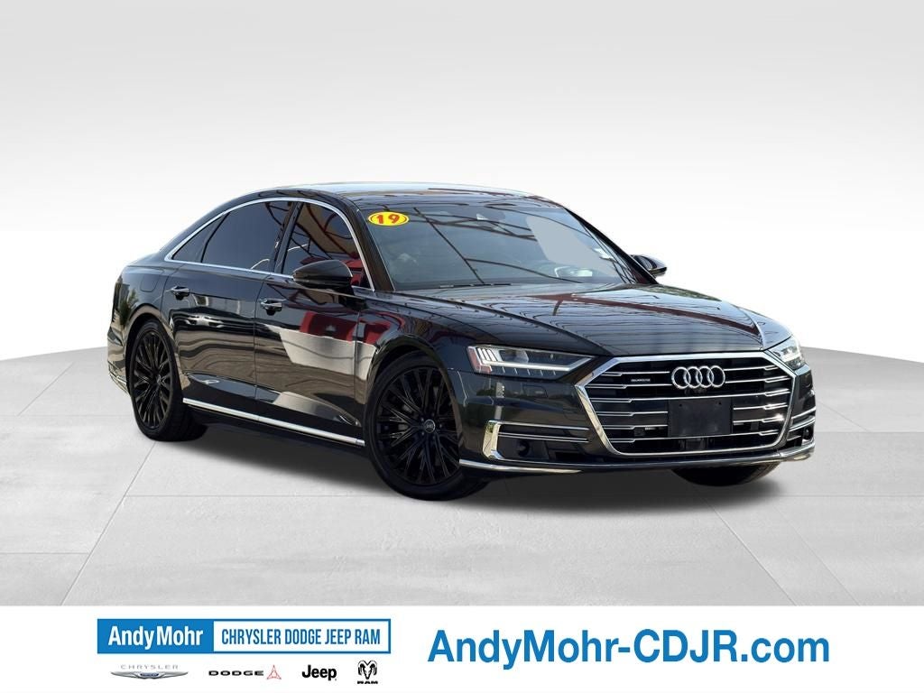 2019 Audi A8 L L 55 quattro in Vesuvius Gray Metallic — front three-quarter view